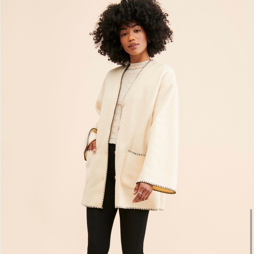 Anthropologie Donni. Polar fleece stitch jacket cream Sherpa coat small
